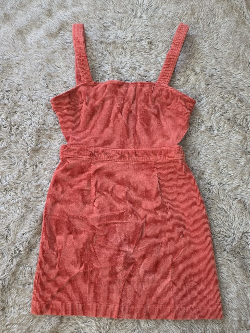 Forever 21 Sleeveless Coral Corduroy Mini Dress Openโ Back Women's Size Medium